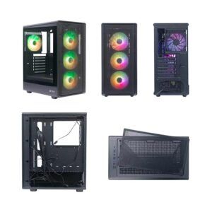 Case sin fuente gamer TEROS TE-1323G, ITX, M-ATX, ATX, 3.5" y 2.5", negro
