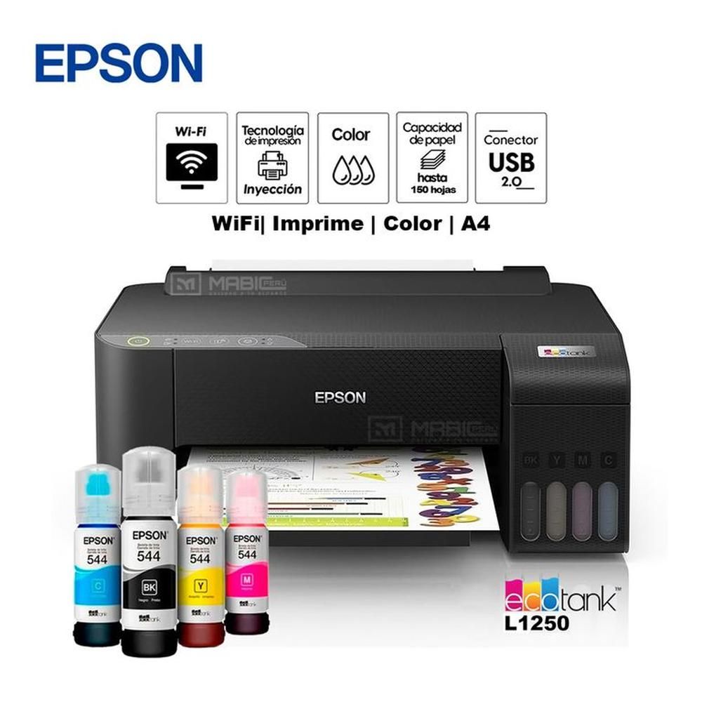 Impresora de tinta Epson EcoTank L1250, Imprime / Inalambrica / USB de alta velocidad