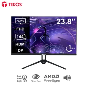 Monitor plano TEROS TE-2417S 23.8" FHD IPS 144Hz 1ms HDMI DP PARLANTES AUDIO OUT