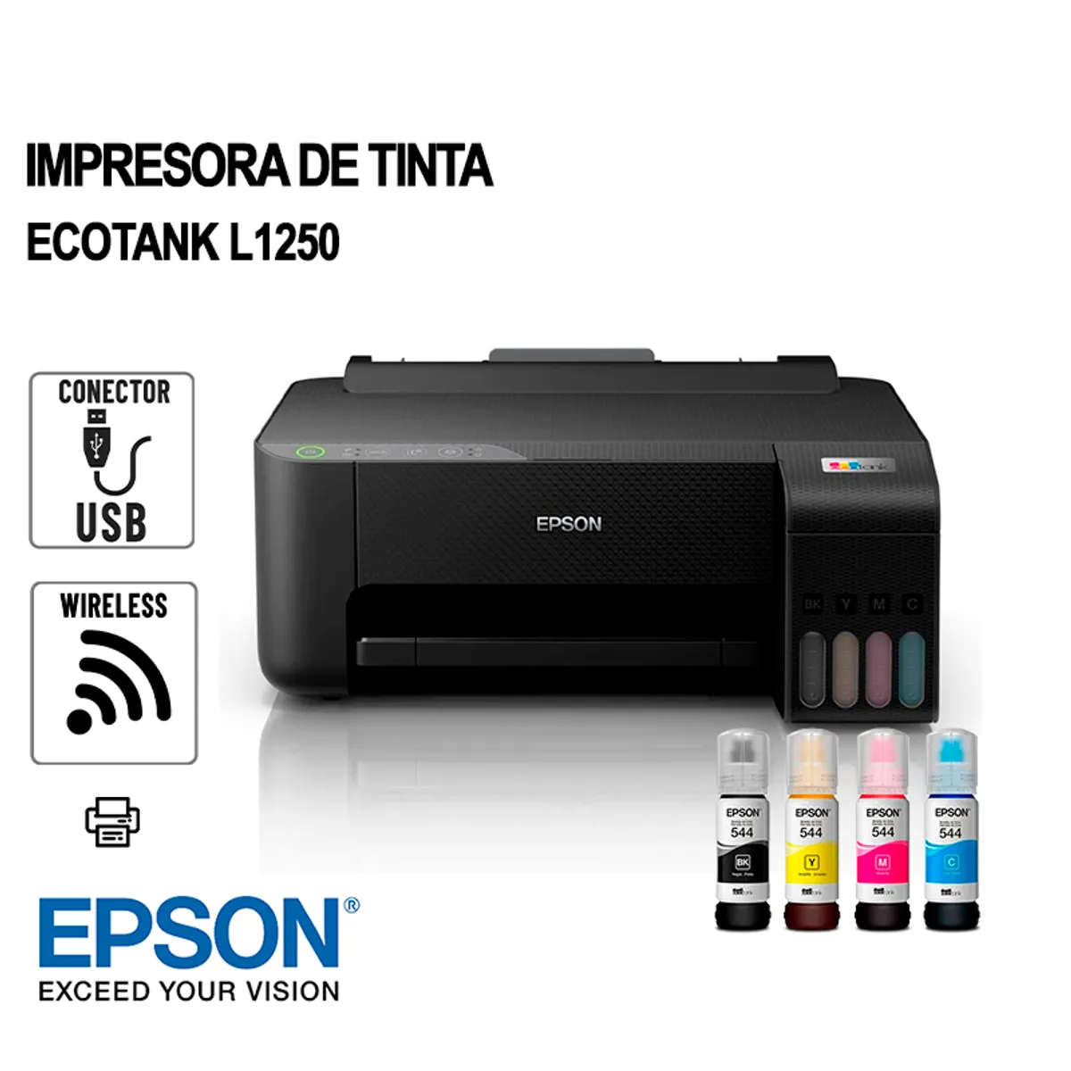 Impresora de tinta Epson EcoTank L1250, Imprime / Inalambrica / USB de alta velocidad - Imagen 2