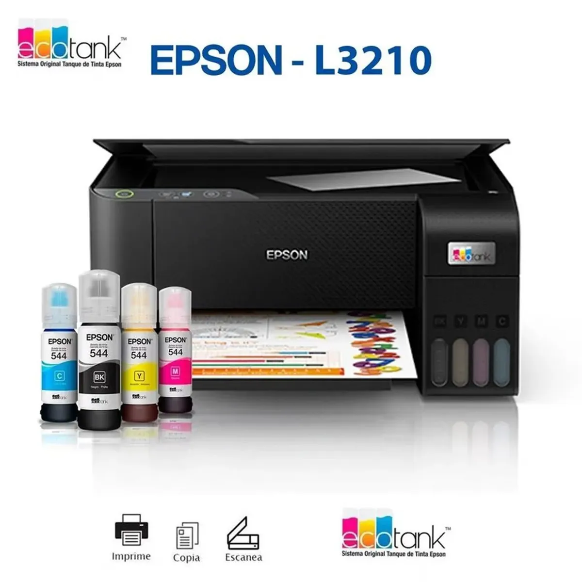 Multifuncional de tinta Epson EcoTank L3210, Imprime / Escanea / Copia / USB